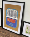 Framed art print of wine bottles